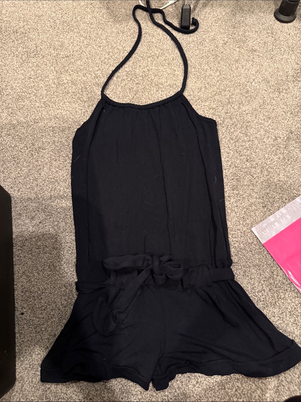 bebe Black Halter Tie-Waist Romper